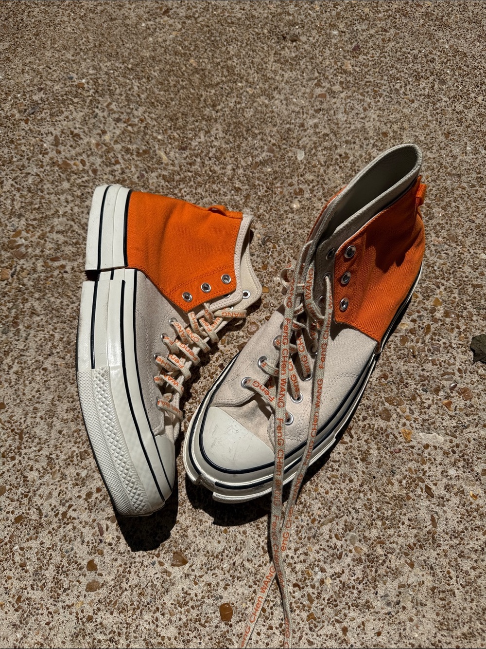 Feng Chen wang orange and white converse